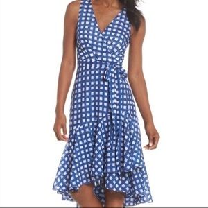 Eliza J Blue and White Gingham Dress Size 8